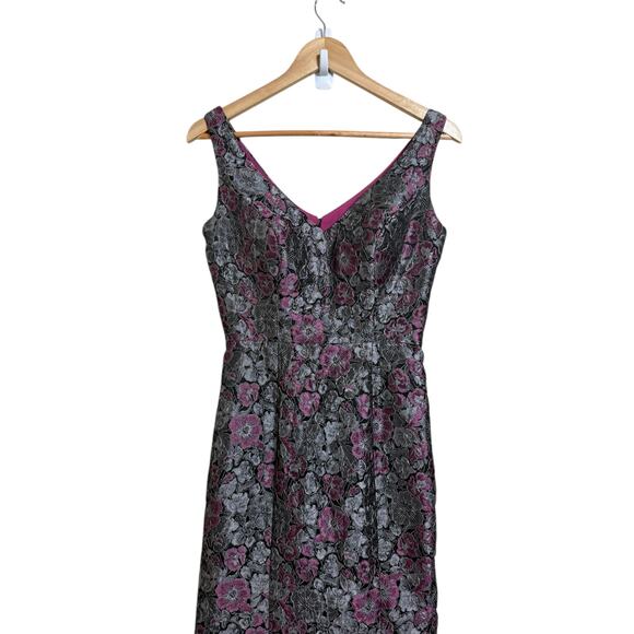 NWT JS Collections Women's Floral Jacquard Maxi Formal Prom Trumpet Dress Size 4 - Picture 3 of 14